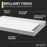 Kahn Series 60 in. x 32 in. Alcove Shower Base and Frameless Sliding Shower Door Combo with Tsunami Guard