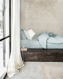 Dusty blue linen duvet cover set (3 pcs)