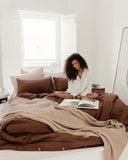 Chocolate brown linen duvet cover set (3 pcs)