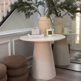 Dwen 35" Modern White Round Pedestal Console Table