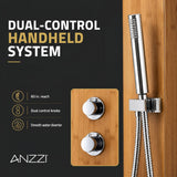Crane Series 52 in. Full Body Shower Panel with Heavy Rain Shower and Body Jets and Spray Wand in Natural Bamboo