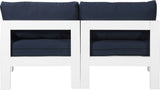 Nizuc - Outdoor Patio 2 Seat Armless Modular Sofa With White Frame