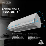 ANZZI 36-Inch 450 CFM 3-Speed Stainless Steel Under Cabinet Convertible Residential Range Hood with LED Lamp