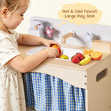 ROBUD Toy Kitchen Cabinet with Realistic Sink and Faucet