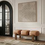 Woodcrest - Vegan Leather Upholstered Bench - Painted Brown Walnut Base