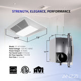 Breeze Series 110 CFM Ceiling Mount Bathroom Exhaust Fan with LED Light and Motion/Humidity Sensor, Bluetooth Speaker
