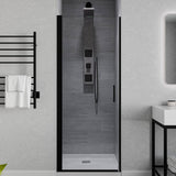 Lancer Series 23 in. x 72 in. H Hinged Frameless Shower Door with Tsunami Guard Tempered Glass