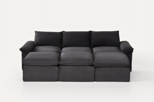 DERVAL 111" 3-Seater Sofa with 3 Ottomans