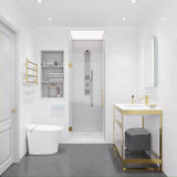 Fellow Series 30 in. x 72 in. Frameless Hinged Shower Door with Clear Tempered Glass and Tsunami Guard