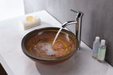 Alto Series 17 in. Bathroom Vessel Sink with Scratch-Tough and Stain-Resistant Non-Porous Surface in Brown Glass