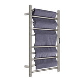 Bali Series 10-Bar Wall Mounted Electric Bathroom Towel Warmer Rack in Brushed Nickel Finish Stainless Steel