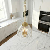 Ember Three Candle Lights Chain Pendant With Clear Glass - Satin Brass