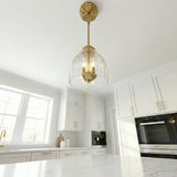 Ember Three Candle Lights Chain Pendant With Clear Glass - Satin Brass