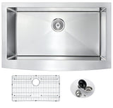 Elysian Farmhouse Stainless Steel 32 in. 0-Hole Single Bowl Kitchen Sink
