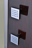 Monsoon 57 in. 4-Jetted Full Body Shower Panel System with Heavy Rain Shower and Spray Wand in Mahogany Style Deco-Glass