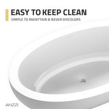 Lusso Series 76 in. x 41 in. Flat Bottom Solid Surface Freestanding Soaking Bathtub with Center Drain in Matte White