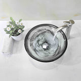 Mezzo Series 17 in. Round Bathroom Vessel Sink with Stain-Resistant Non-Porous Surface in Slumber Wisp Finish Glass