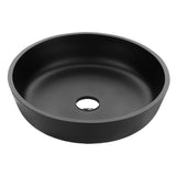 Allegro Series 17 in. L x 17 in. W Round Bathroom Vessel Sink in Matte Black Finish Glass with Chrome Pop-Up Drain