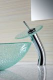 Choir Series 17 in. Round Bathroom Vessel Sink in Crystal Clear Mosaic Glass with Matching Chrome Waterfall Faucet