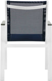 Nizuc - Outdoor Patio Dining Arm Chair With White Frame And Gray Arms (Set of 2)