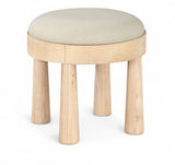 Larea - Linen Textured Fabric Ottoman - Natural Base