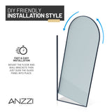 Ember Series 34 in. x 78 in Framed Arch Fixed Shower Screen Door with 8mm Tempered Clear or Fluted Glass
