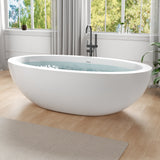 Lusso Series 76 in. x 41 in. Flat Bottom Solid Surface Freestanding Soaking Bathtub with Center Drain in Matte White