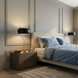 Flux Table Lamp - Gold Color Metal Base - Black Outer Shade