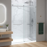 Kahn Series 60 in. x 32 in. Alcove Shower Base and Frameless Sliding Shower Door Combo with Tsunami Guard