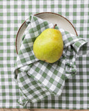 Forest green gingham linen napkin set of 2
