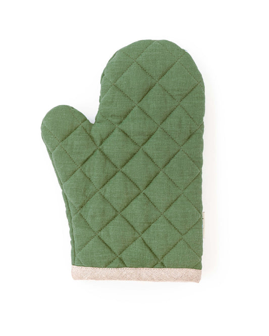 Linen oven mitt (1 pcs) in Forest green
