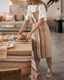 French striped linen tablecloth