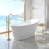 Prima Series 67 in. x 31 in. Flat Bottom Acrylic Freestanding Soaking Bathtub with Center Drain in Glossy White