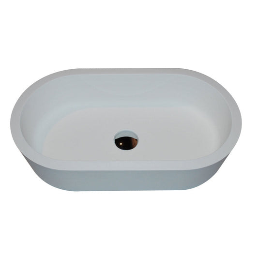 Vaine Series 23 in. L x 13 in. W Man Made Oval Solid Surface Freestanding Bathroom Vessel Sink in Matte White Stone