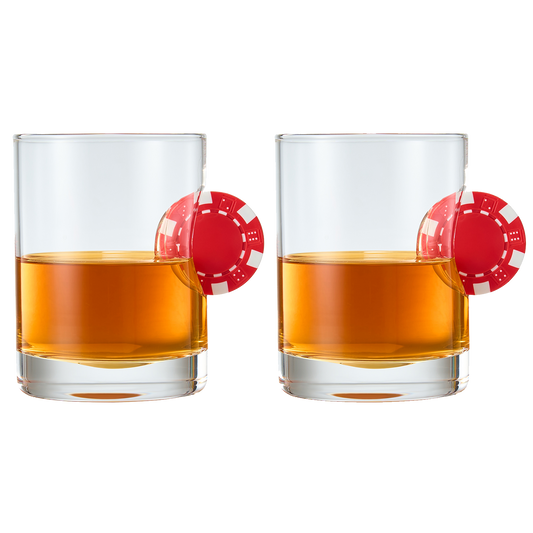 Poker Chip Whiskey & Wine Glasses | Set of 2 (20 OZ)