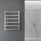 ANZZI Charles Series 6-Bar Wall Mounted Towel Warmer (20.47" W x 26.77" H), Dual Installation, Digital Control Panel, Rhino Alloy Certified Stainless Steel