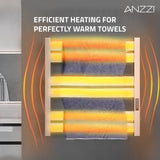 ANZZI Starling Series 6-Bar Wall Mounted Towel Warmer (20.87" L x 20.47" W), Dual Installation, Digital Control Panel, Rhino Alloy Certified Stainless Steel