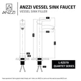 ANZZI Quartet Series Single Handle High Arc Vessel Sink Faucet, 1.2 GPM, Various Finishes
