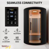 1-2-Person Round Infrared Sauna with Canadian Hemlock Wood, Infrared Heating Panels, Red Light Heater, and Glass Door