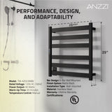 Note Series 6-Bar Stainless Steel Wall Mounted Towel Warmer in Matte Black