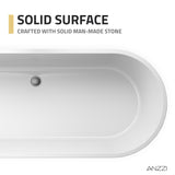 Rossetto Series 67 in. x 28 in. Flat Bottom Solid Surface Freestanding Soaking Bathtub with Center Drain in Matte White