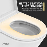 Wall-Hung Elongated Toilet in White with Slow-Closing Lid, Heated Seat, Auto Flush, Remote Control, and Night Light
