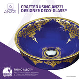 Scepter Series 17 in. Bathroom Vessel Sink with Scratch-Tough and Stain-Resistant Surface in Blue Hammered Glass