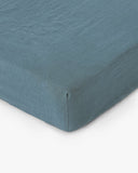 Gray blue linen fitted sheet