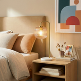 Haven Clear Glass Table Lamp, Gold Brush Metal and Marble Base, Button Control