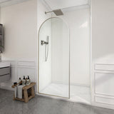 Ember Series 34 in. x 78 in Framed Arch Fixed Shower Screen Door with 8mm Tempered Clear or Fluted Glass