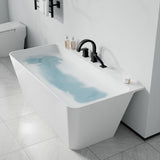 Vault Series 59 in. x 30 in. Flat Bottom Acrylic Freestanding Soaking Bathtub with Center Drain and Faucet