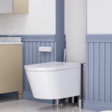 Smart Wall-Hung Elongated Bidet Toilet in White with Auto Lid, Heated Seat, Air Dry, Remot Control, and Night Light