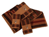 Deer Embroidered 3PC Bath Towel Set, Stripe