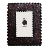 Laced Edge/Tooled Faux Leather Picture Frame